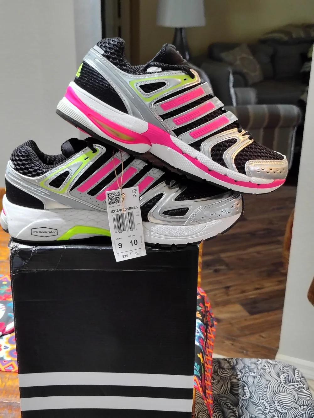 Adidas adiStar Control 5 features a Core Black, Lucid Pink, and Silver Design